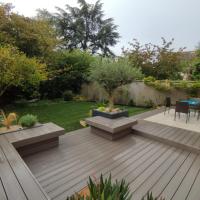 Aménagement paysager d'une terrasse 100% bois
